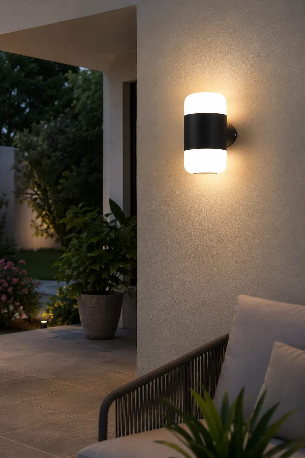 Round Up and Down Light LED Waterproof Black Modern Outdoor Wall Lamp - Lumpaz