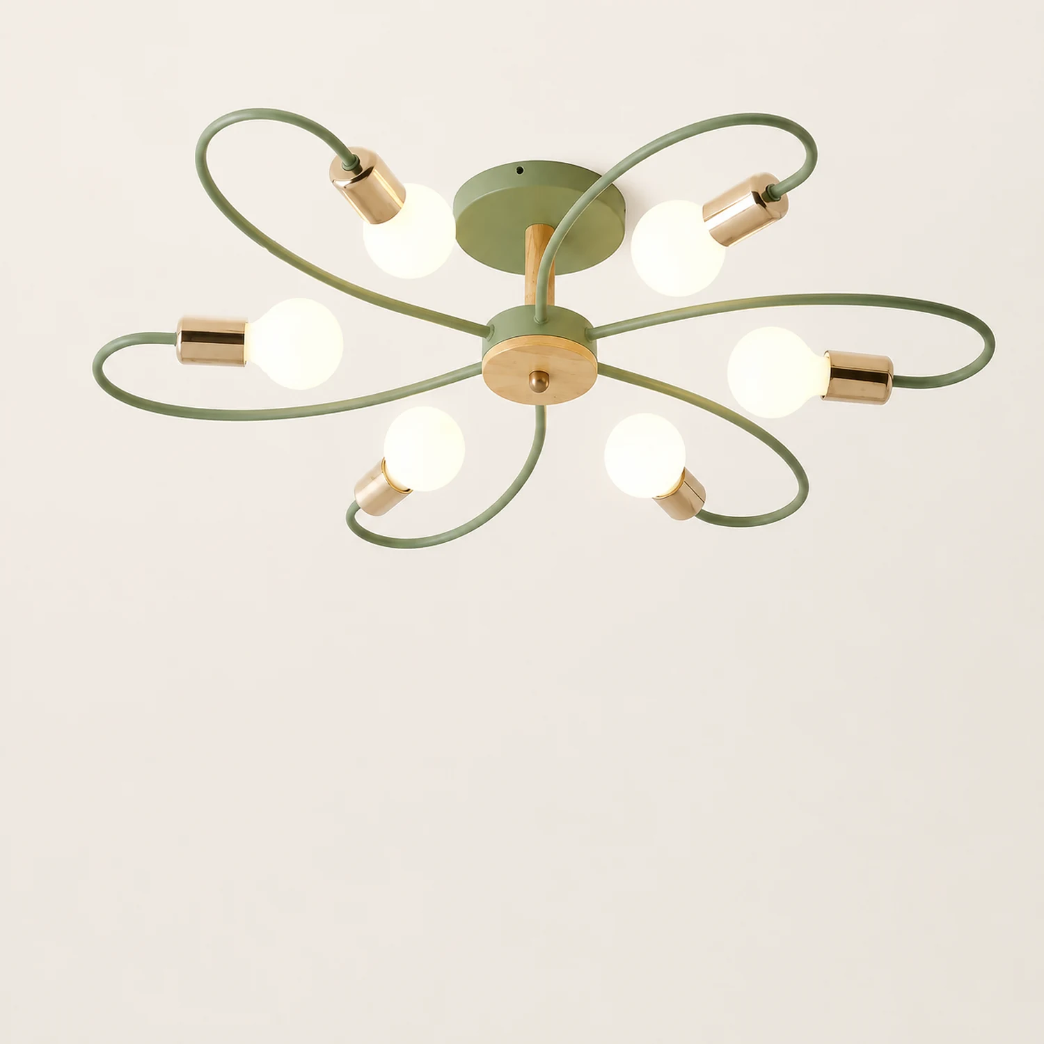 Lacey Elegant Metal/Glass Flush Mount Ceiling Light, Gray/Green - Lumpaz