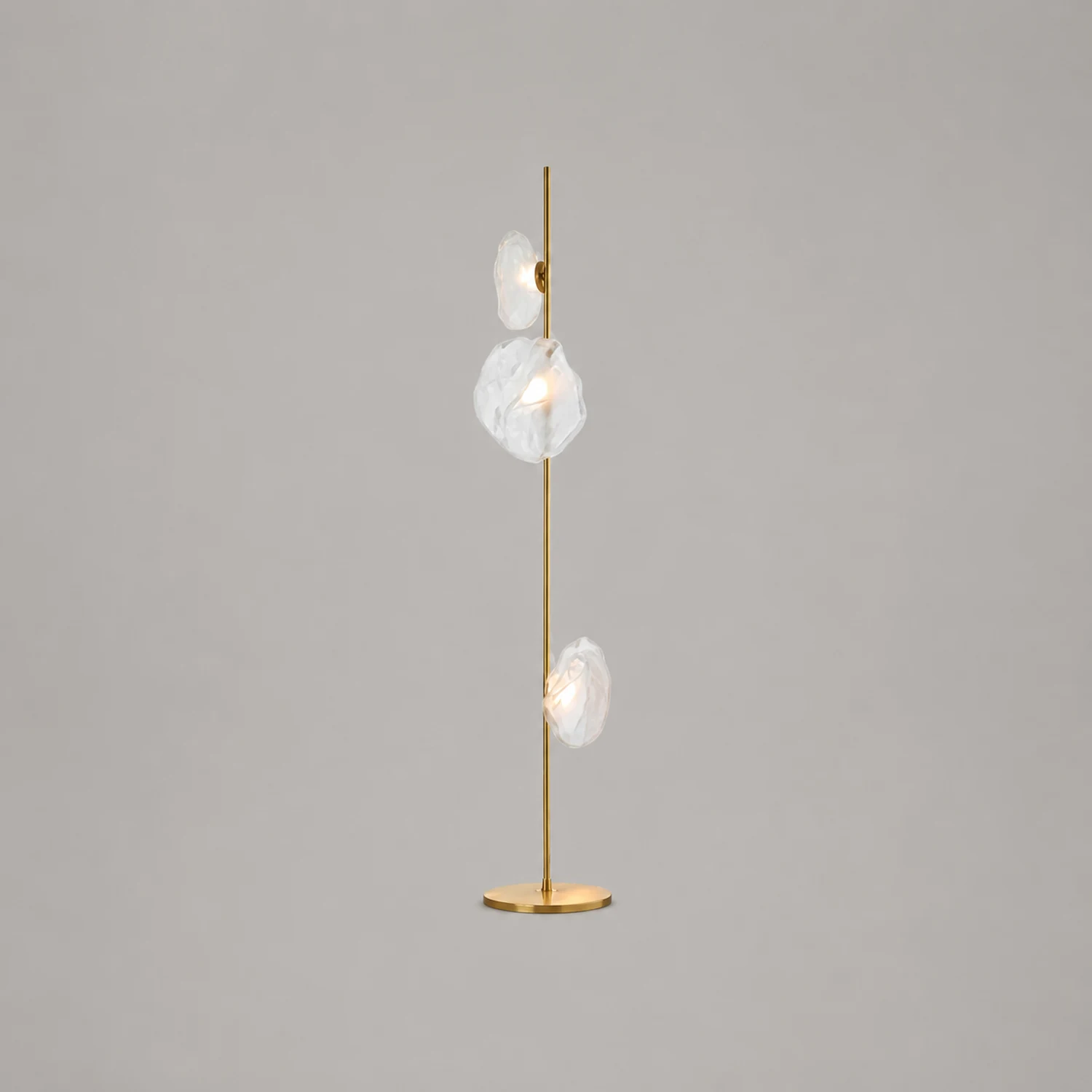 Byers Luxury Flower Metal/Glass Floor Lamp, Black/Gold/Gray - Lumpaz