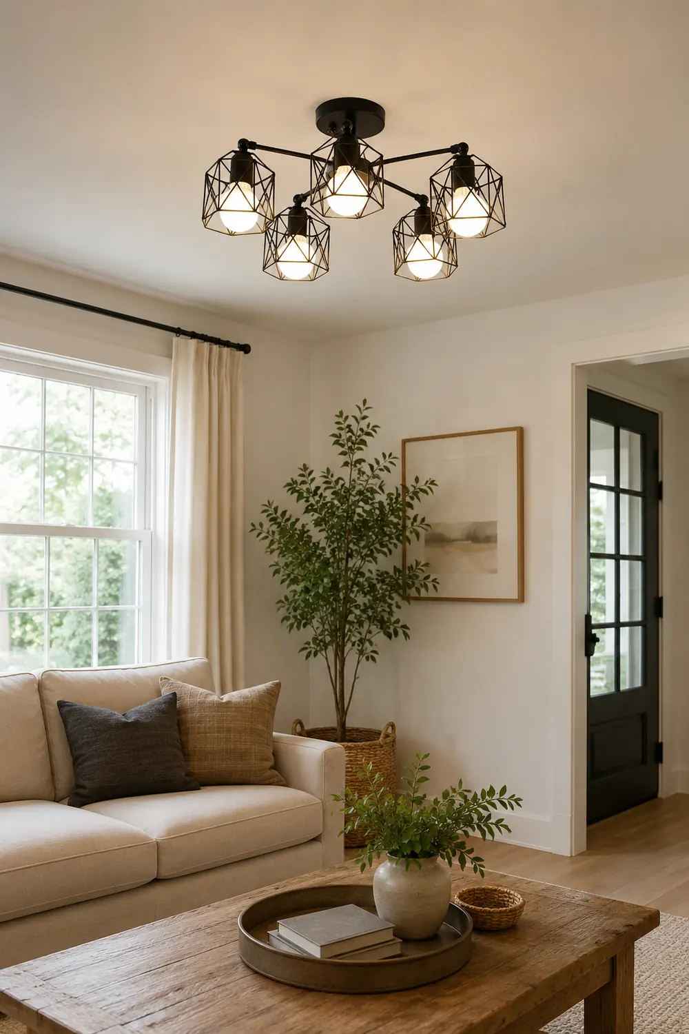 Herbert Black Semi-Flush Mount Ceiling Light - Lumpaz