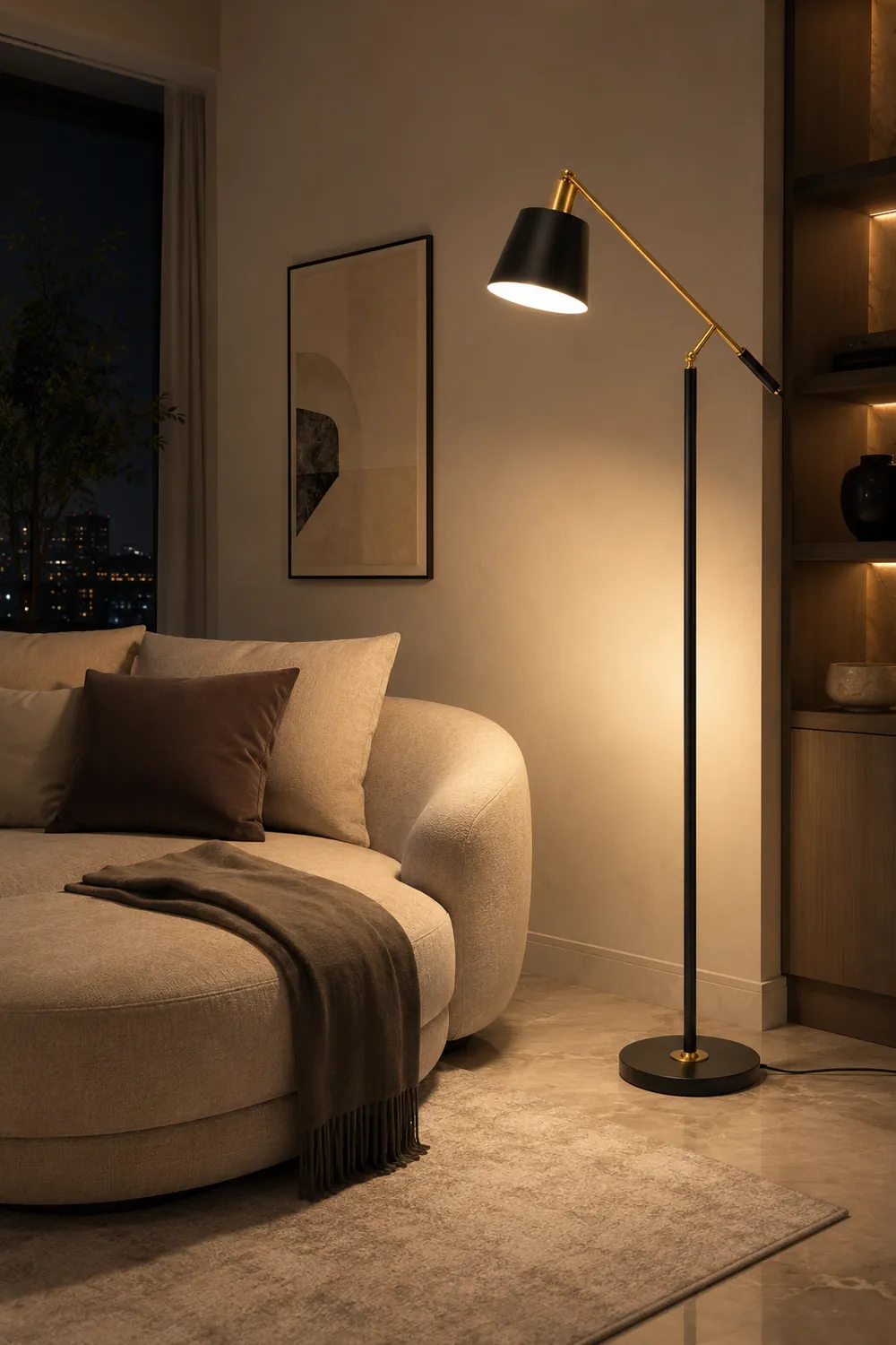Salgado Modern Balance Arm Black Floor Lamp, Black - Lumpaz