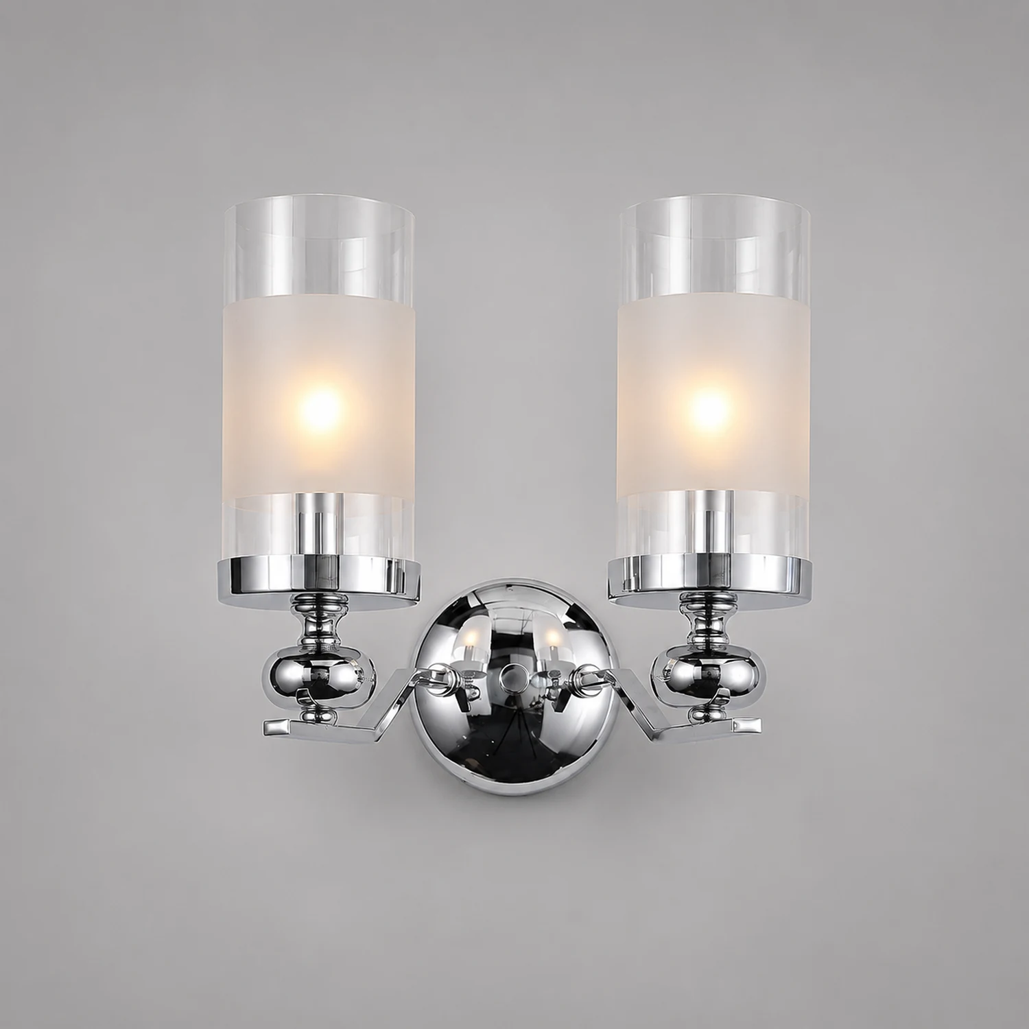 Alessio Retro Silver Metal/Glass Chandelier/Wall Lamp, Living Room - Lumpaz
