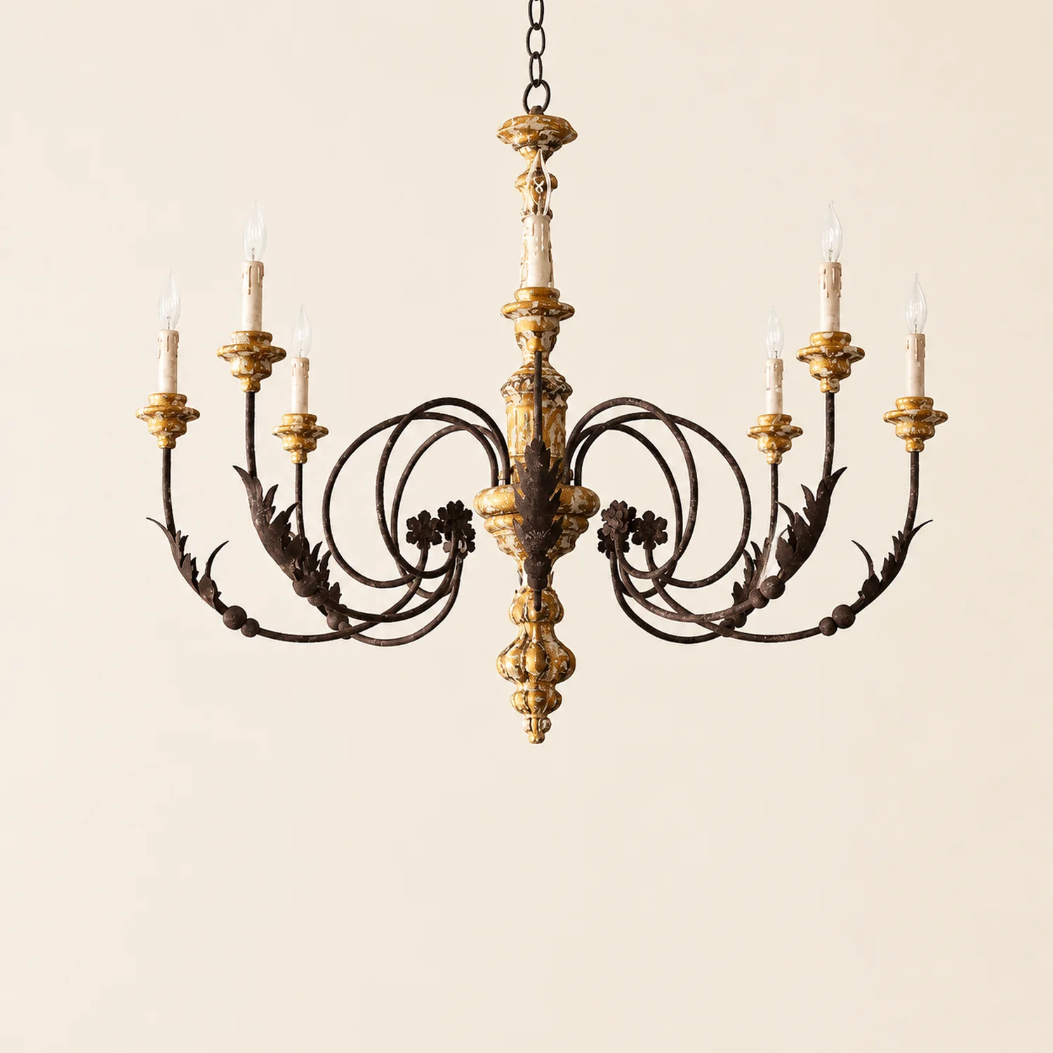 Silva Large Retro Creative Chandelier Brown Wood Metal Living Room - Lumpaz