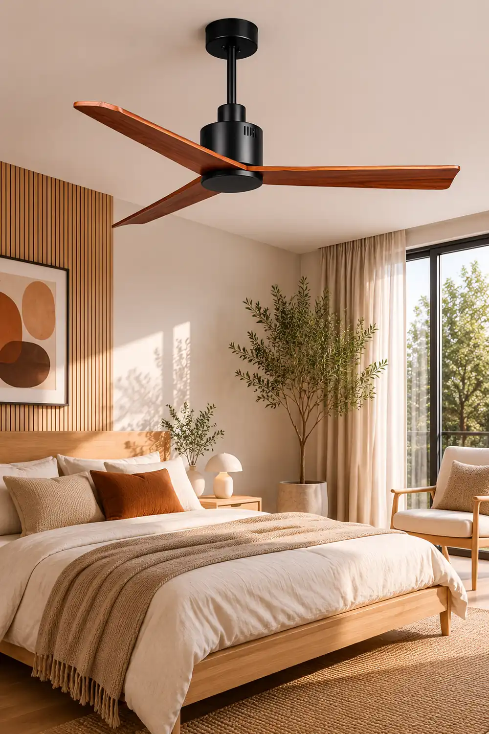 Haydn 3-Blade Modern Black DC Ceiling Fan, Summer, 52'' - Lumpaz