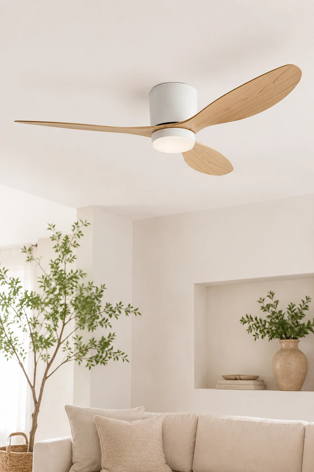 Walters Minimalist 3-Blade DC Ceiling Fan with Light, Black & White - Lumpaz