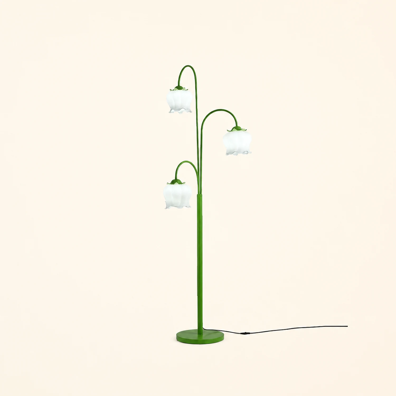 Lily Green Shade Flower Floor Lamp, Metal/Glass, Living Room/Bedroom - Lumpaz