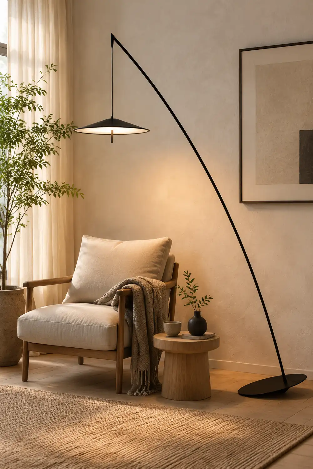 Salgado Frisbee Fishing Rod Floor Lamp, Living Room - Lumpaz