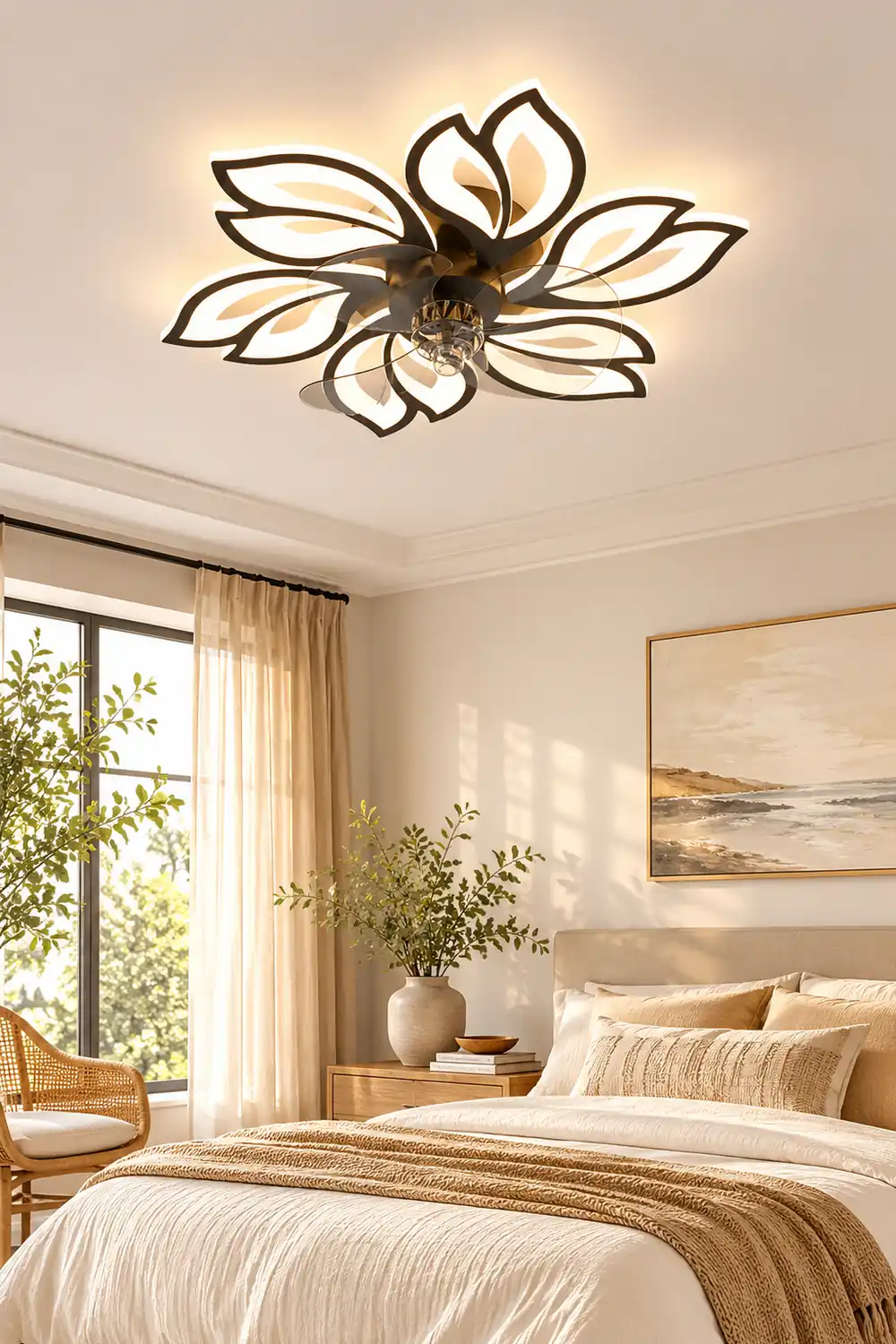 Hana Ceiling Fan with Light, 3 Color, L 26"/27"/31" - Lumpaz