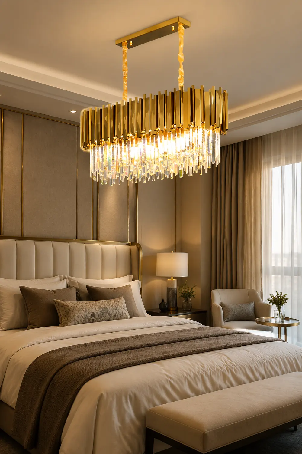 Marilyn Nordic Postmodern Luxury Gold Crystal Chandelier for Dining Room & Living Room - Lumpaz