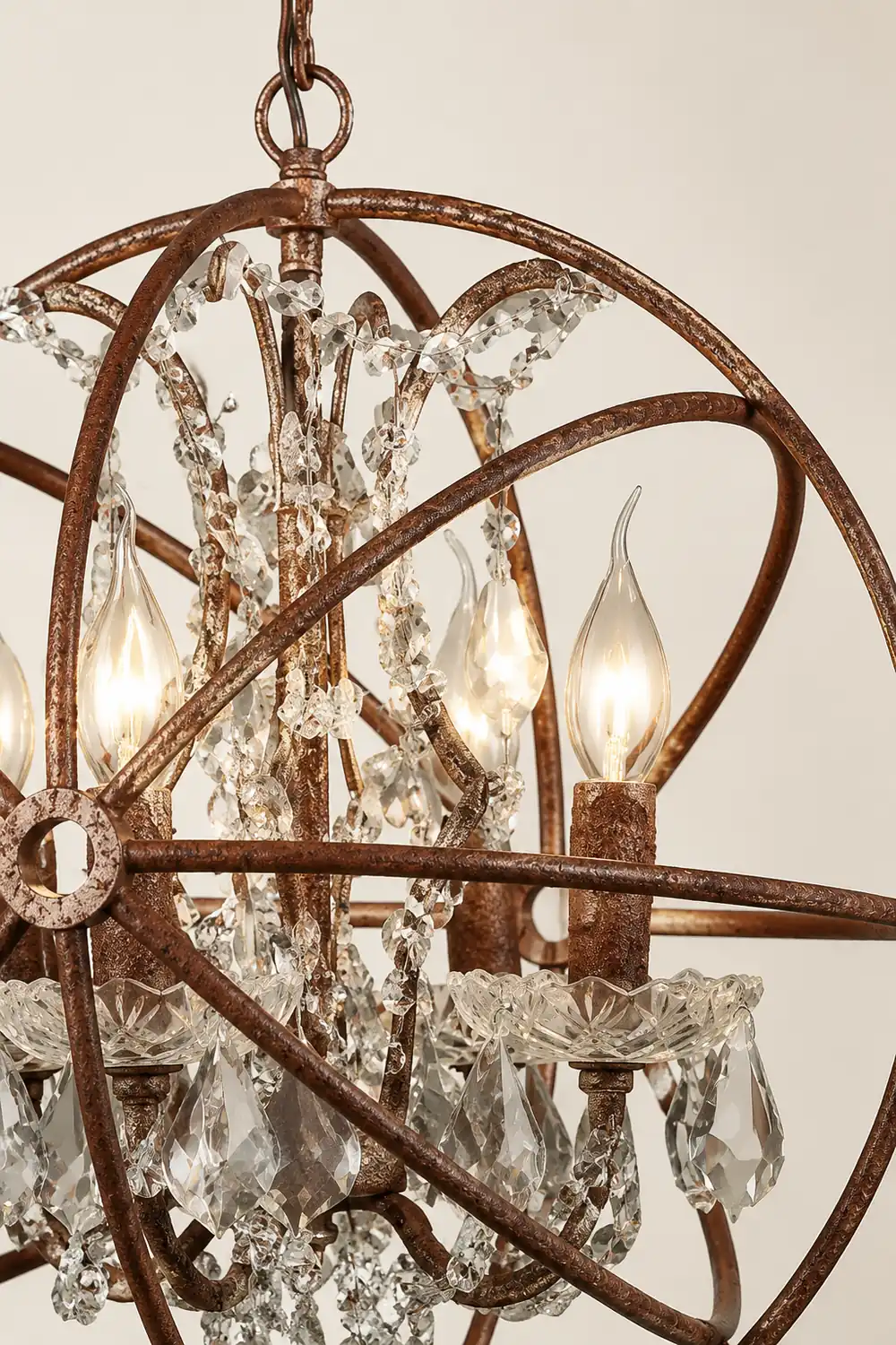 Kristy Rustic Vintage Candle Metal Pendant Light Black/Rust Bedroom - Lumpaz