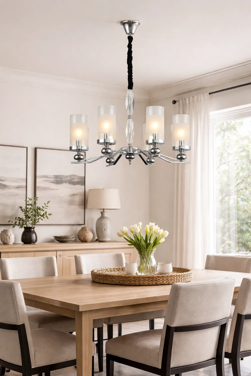 Alessio Retro Silver Metal/Glass Chandelier/Wall Lamp, Living Room - Lumpaz
