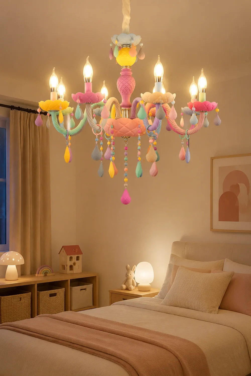 Morandi Modern Metal Colorful Chandelier for Children's Room, Living Room - Lumpaz