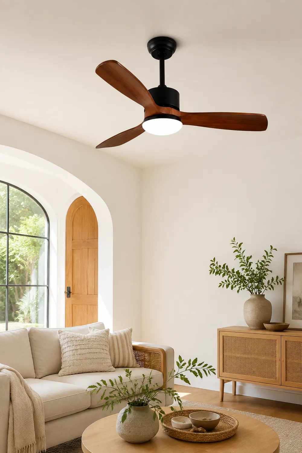 Haydn 3-Blade Modern DC Ceiling Fan, 2 Color, Metal & Wood, 52'' - Lumpaz