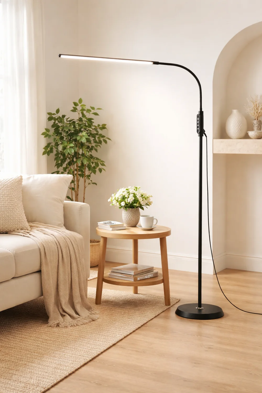Eryn Floor Lamp Bendable/Adjustable Modern, Metal, Black, Reading - Lumpaz