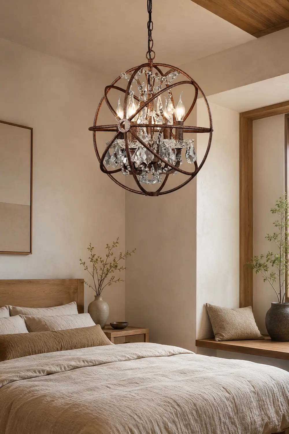 Kristy Rustic Vintage Candle Metal Pendant Light Black/Rust Bedroom - Lumpaz
