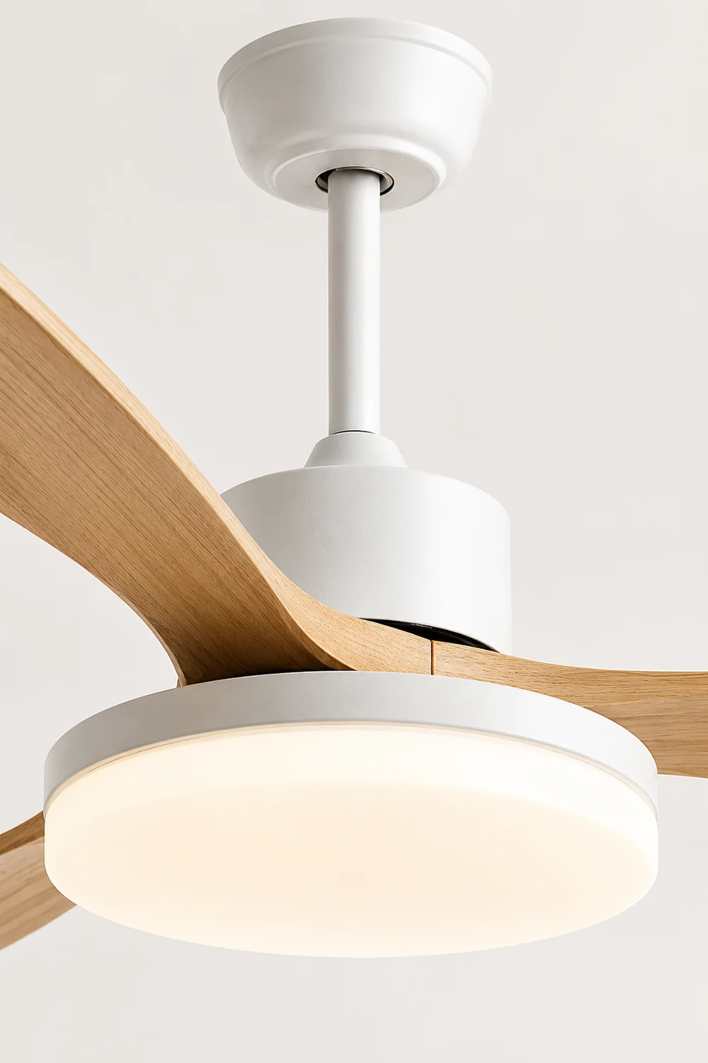 Haydn 3-Blade DC Ceiling Fan Light, Wood & White, Summer, 52'' - Lumpaz