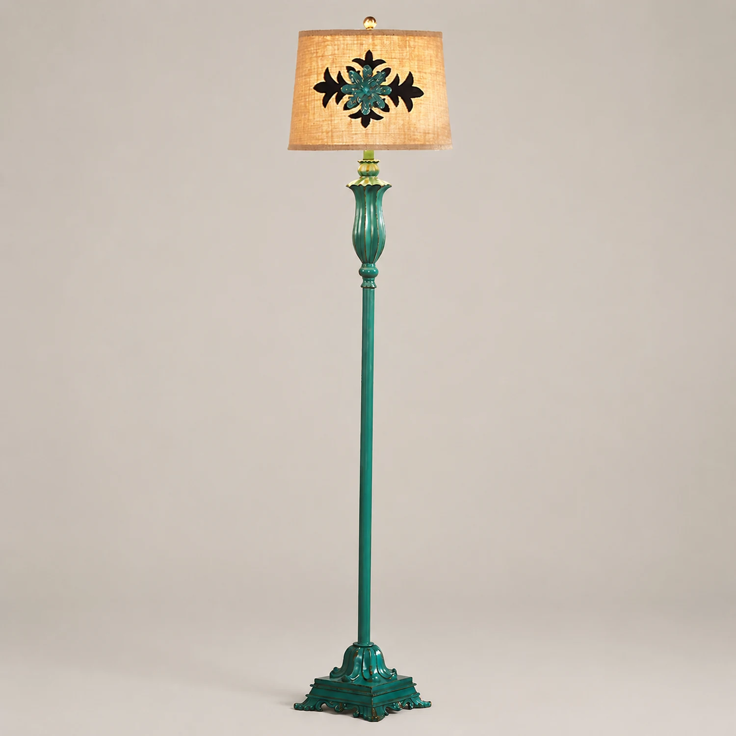 Eryn Floor Lamp Table Vintage, Metal/Resin, Green, Living Room - Lumpaz