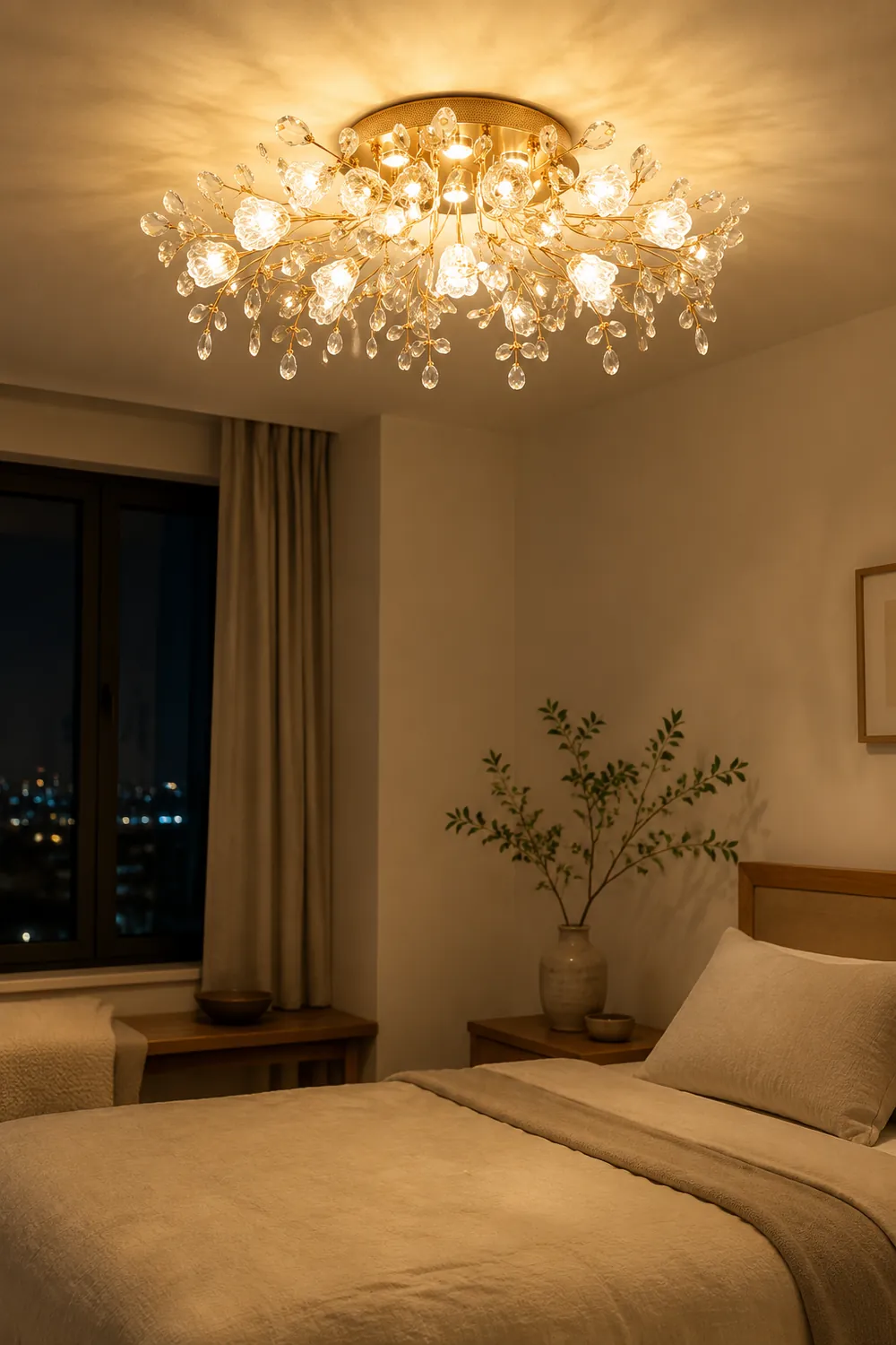 Lili Art Deco Elegant Flower Flush Mount Ceiling Lights, Gold - Lumpaz