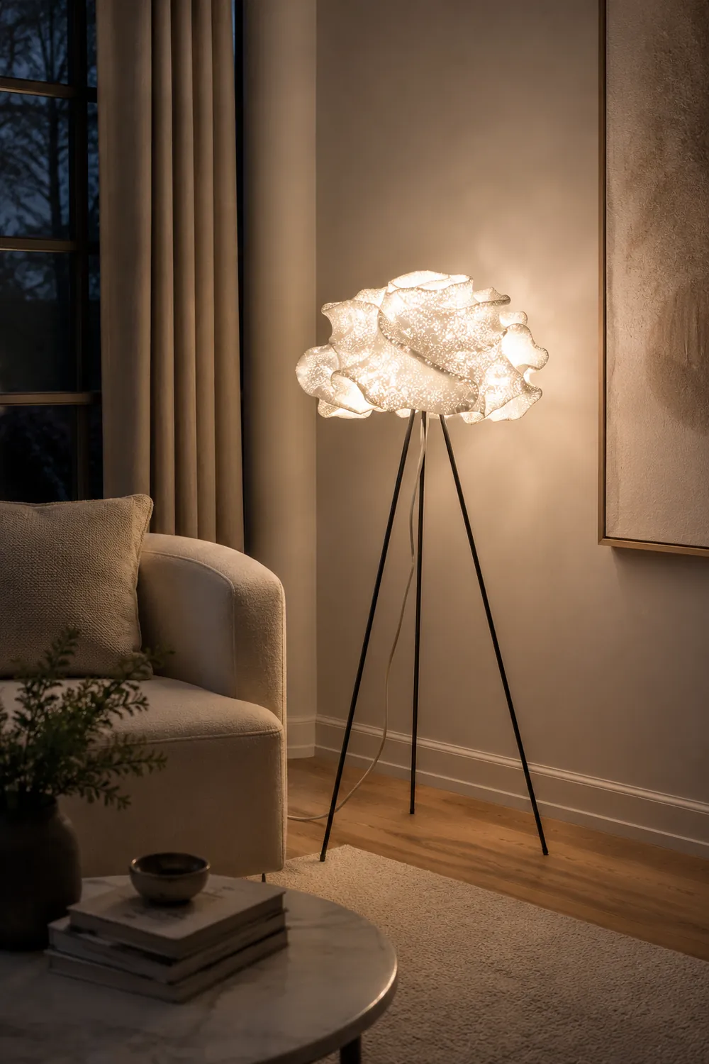 Renée Artistic Cloud Floor Lamp, White, Living Room/Bedroom - Lumpaz