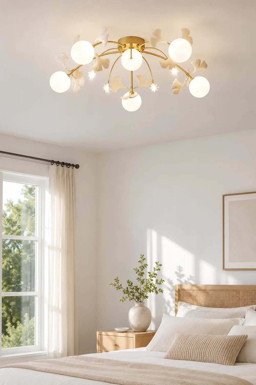 Ophelia Nordic Multi Globe Metal/Ceramic Flush Mount Ceiling Light, White/Gold - Lumpaz