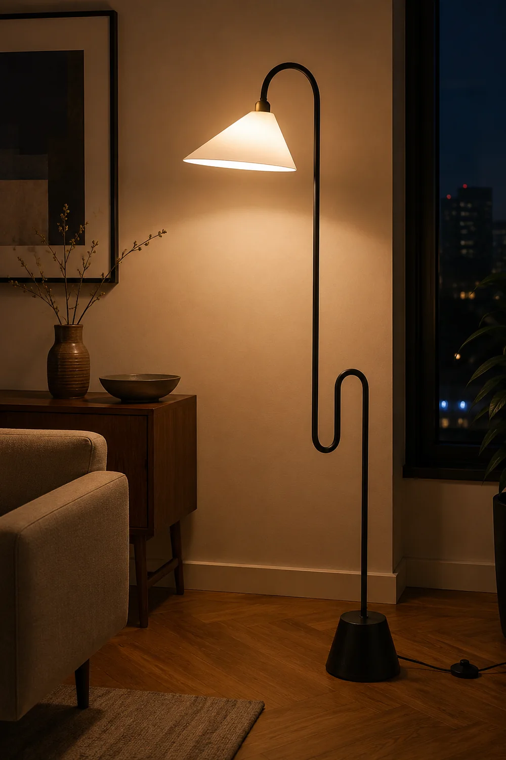 Salgado Postmodern Metal Curved Floor Lamp - Lumpaz