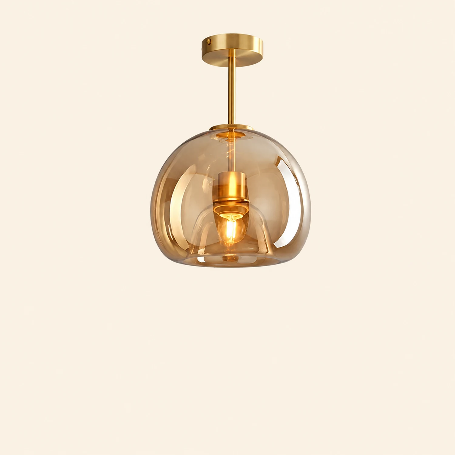 Sanna Modern Dome Glass Semi-Flush Mount Ceiling Light/Pendant Light, Gold/Black - Lumpaz