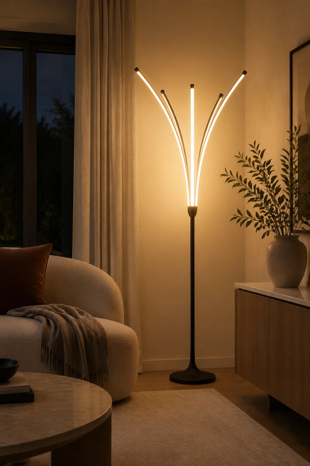 Edge Minimalist Designer Tree-Like Floor Lamp, Metal/Acrylic - Lumpaz
