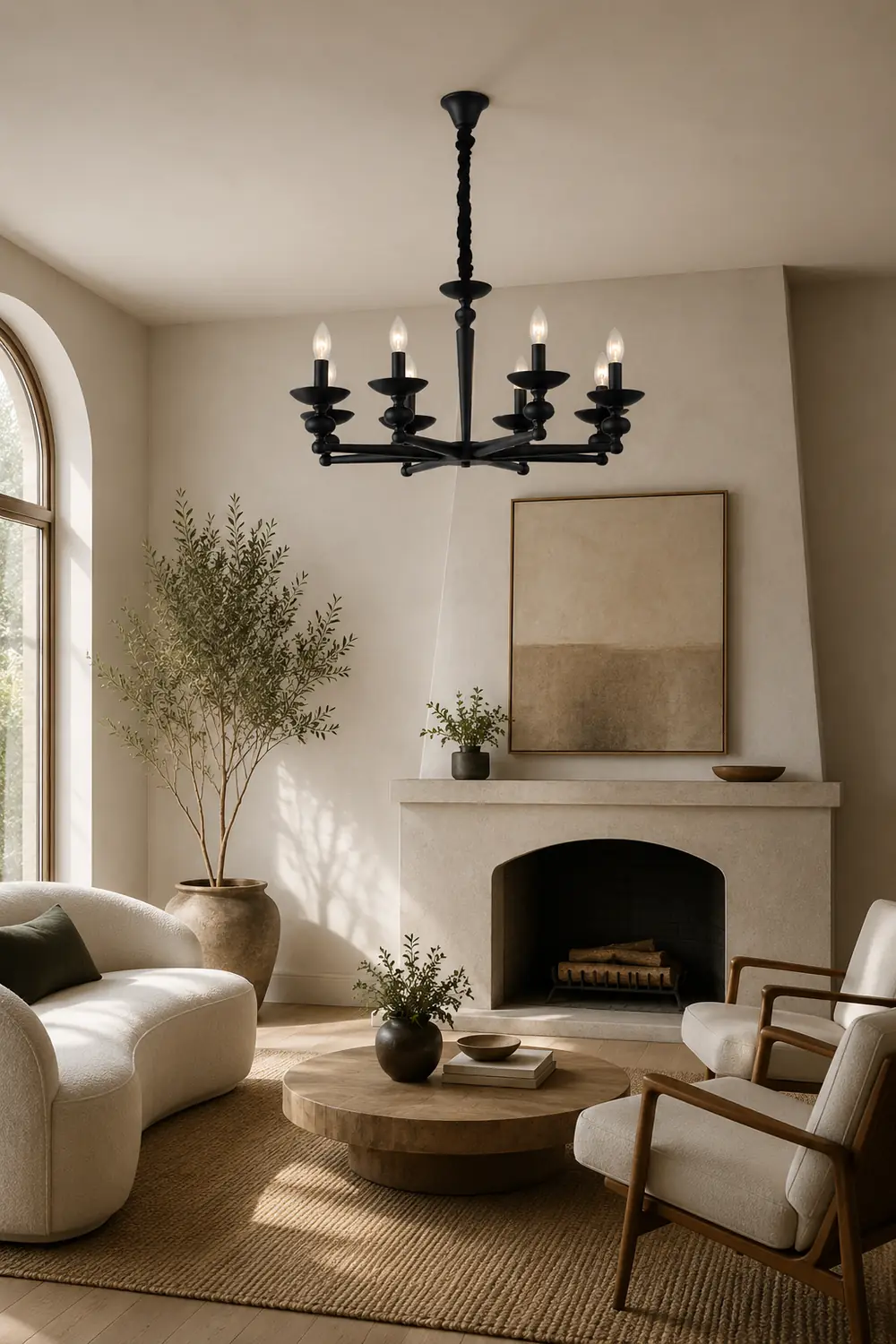 Alessio Retro Candle Wall Lamp/Black Chandelier for Living Room, Dining Room - Lumpaz