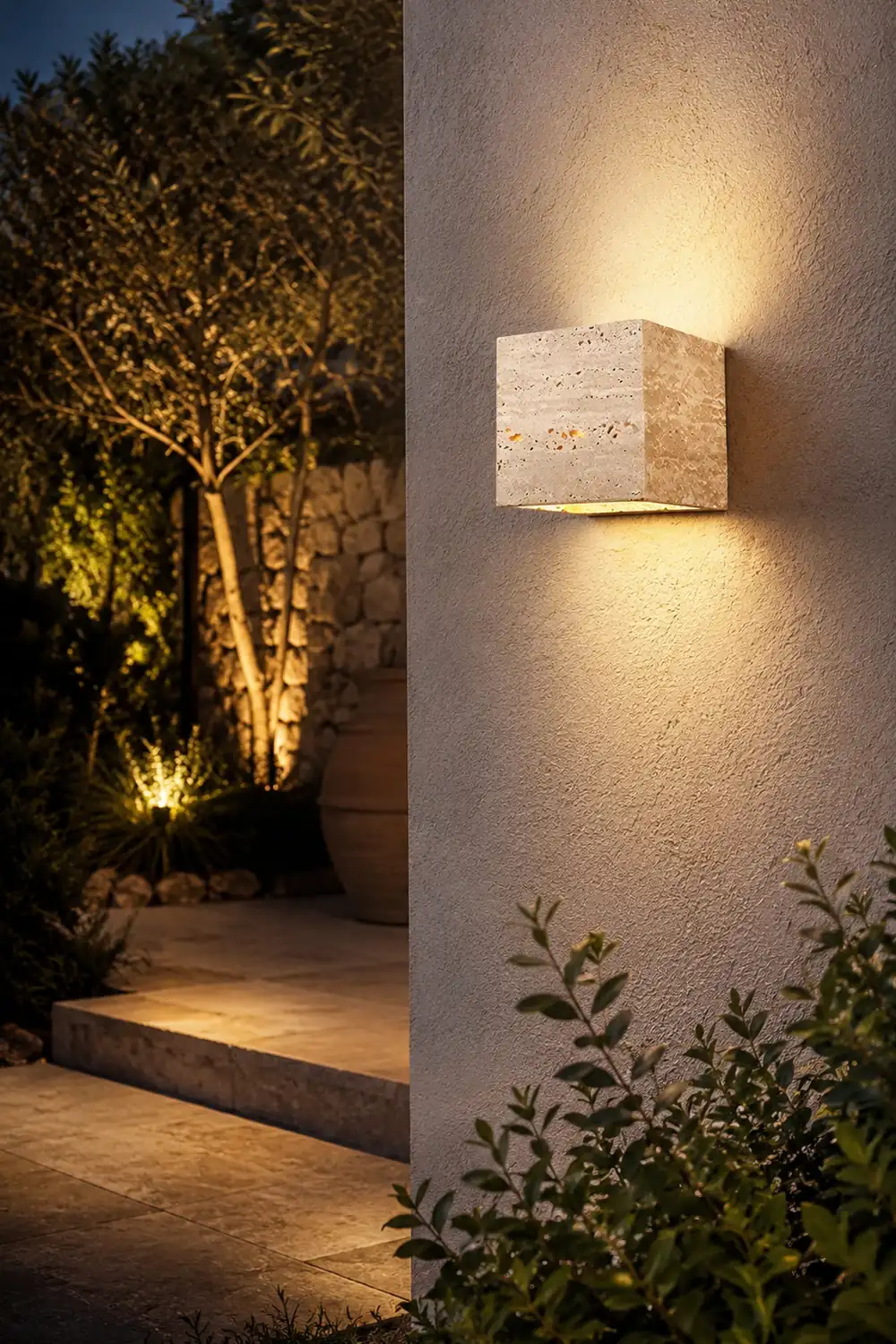 Wabi-Sabi Yellow Travertine LED Wall Sconce - Square/Rectangle - Lumpaz