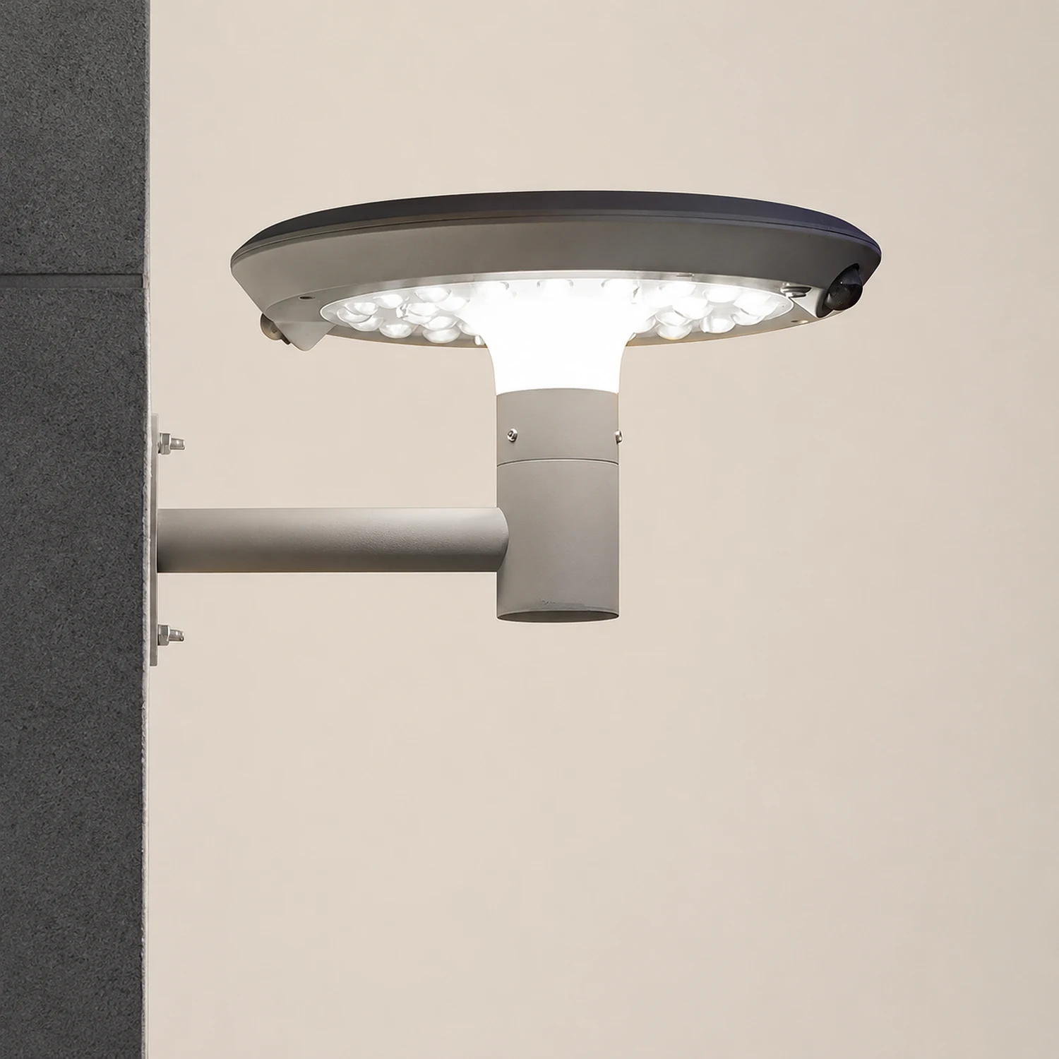 Modern Mushroom LED Solar Wall Light with Dual Motion Sensors - Gray - Lumpaz