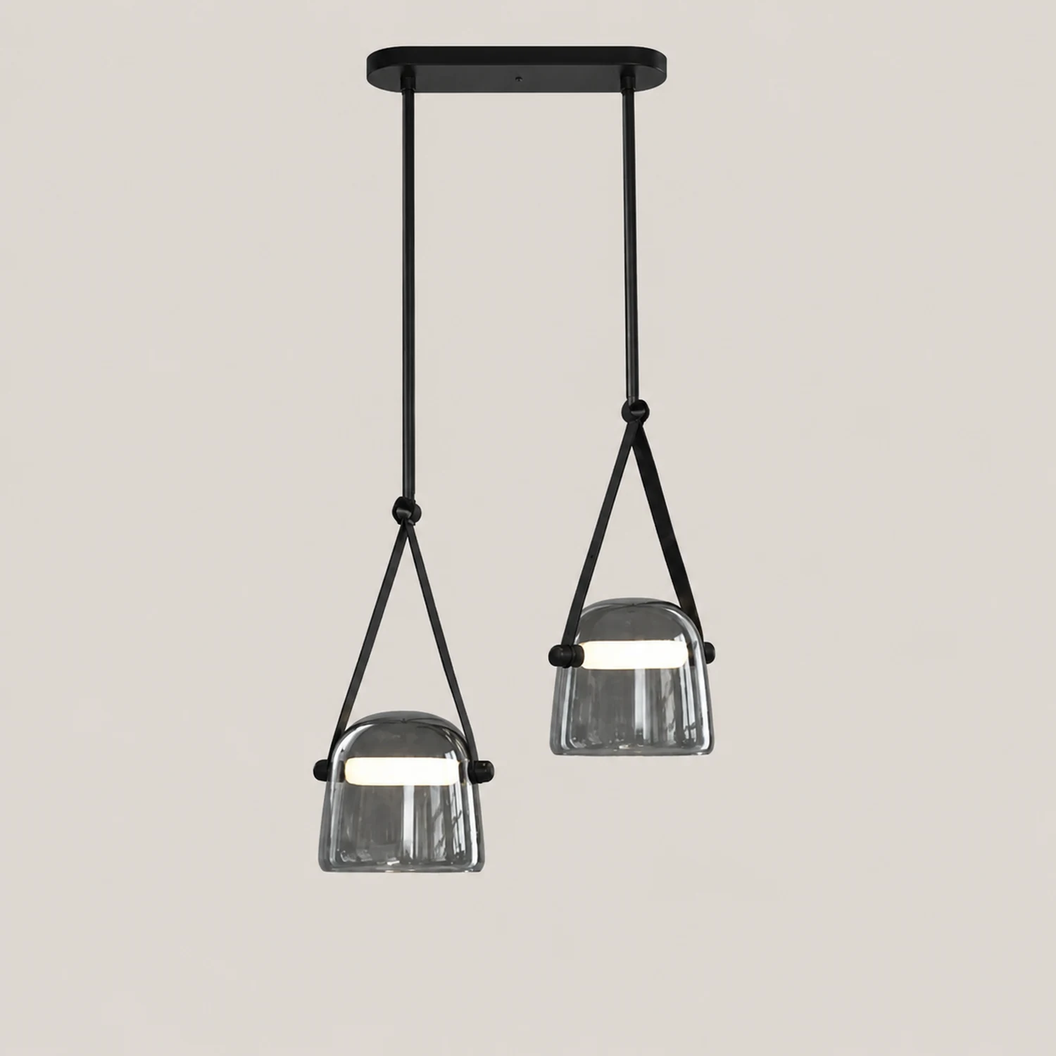 Modern Nordic Leather/Glass Pendant Light Gray/White Bedroom - Lumpaz