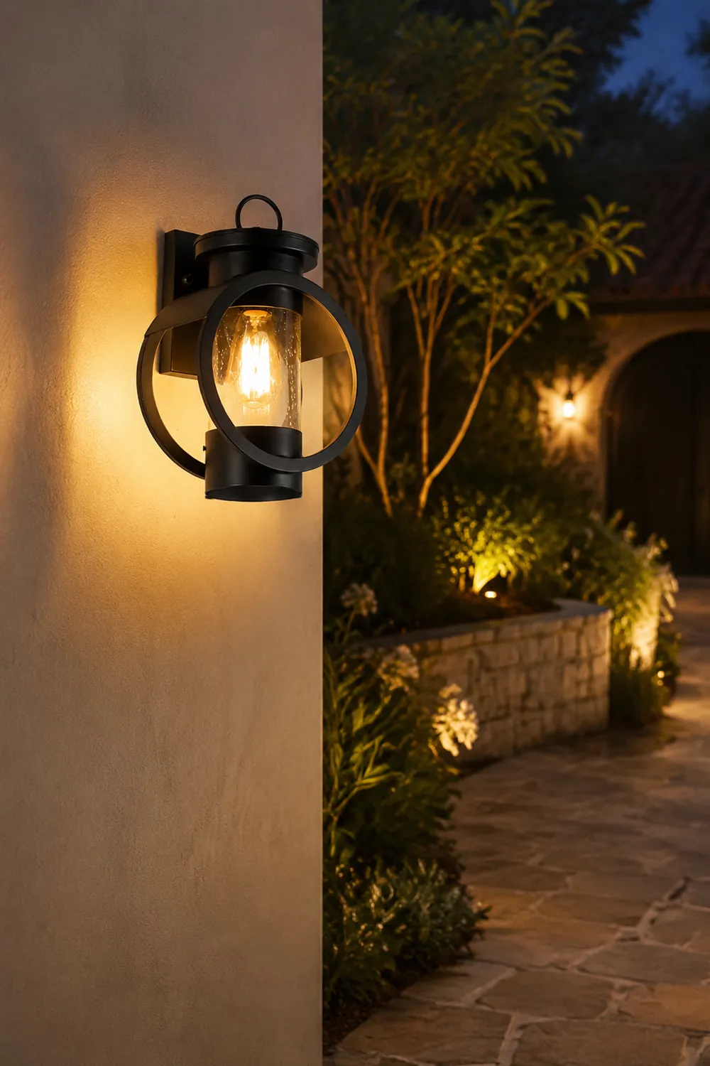 Raindrops Glass 6W LED Edison Lightbulb Black Outdoor Wall Lights - Lumpaz