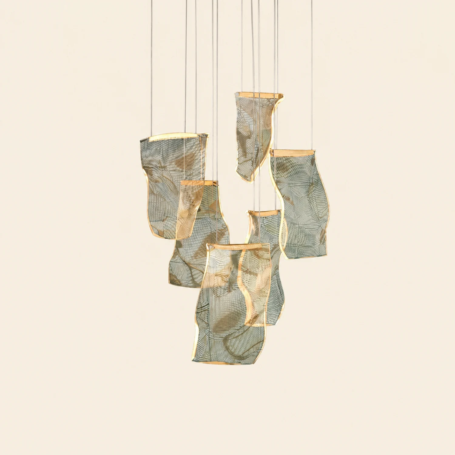 Marylin Artistic Acrylic Silk Chandelier, Gold - Lumpaz