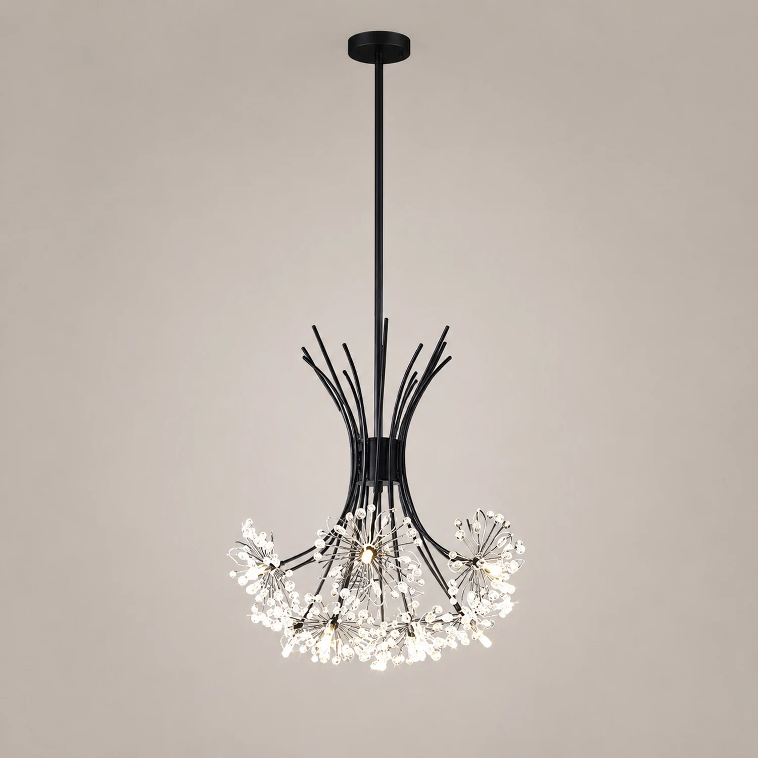 Lily Modern Art Deco Crystal Sputnik Chandelier, Black/Gold - Lumpaz