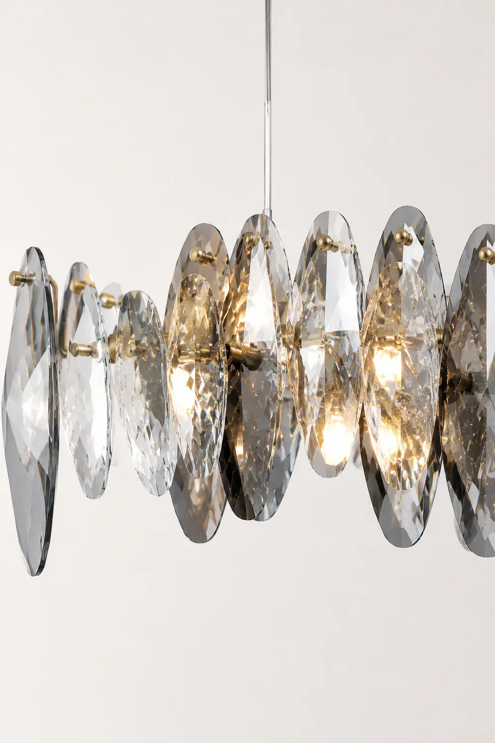 Ophelia luxurious Elliptical Glass/Metal Pendant Light Gold - Lumpaz