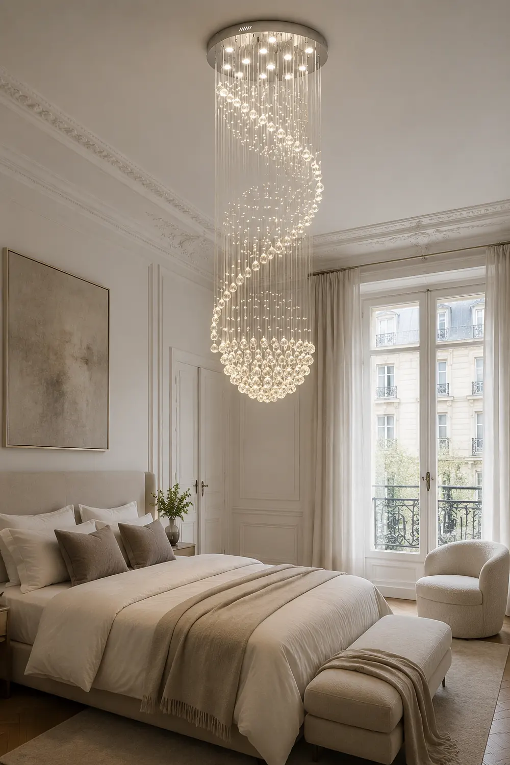 Hailie Luxury Spiral Cascading Crystal Chandelier, Chrome - Lumpaz