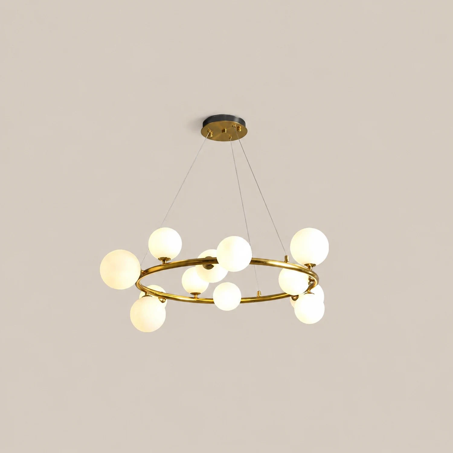 Valentina Modern Glass Globe Ring Chandelier, Gold/Black - Lumpaz