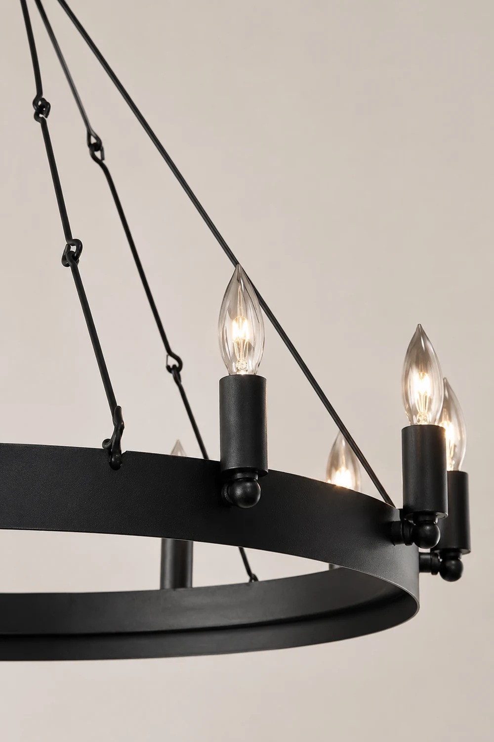 Alessio Industrial Round Candle Metal Pendant Light, Black - Lumpaz