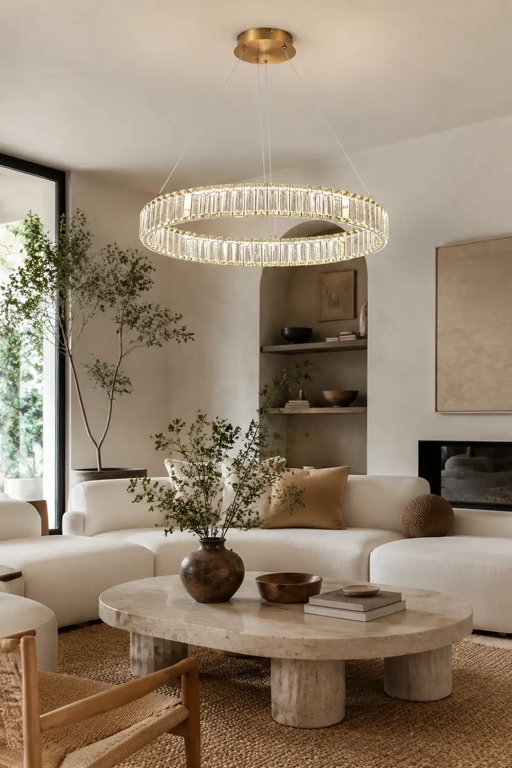 Marilyn Elegant Round Crystal Chandelier, Clear - Lumpaz