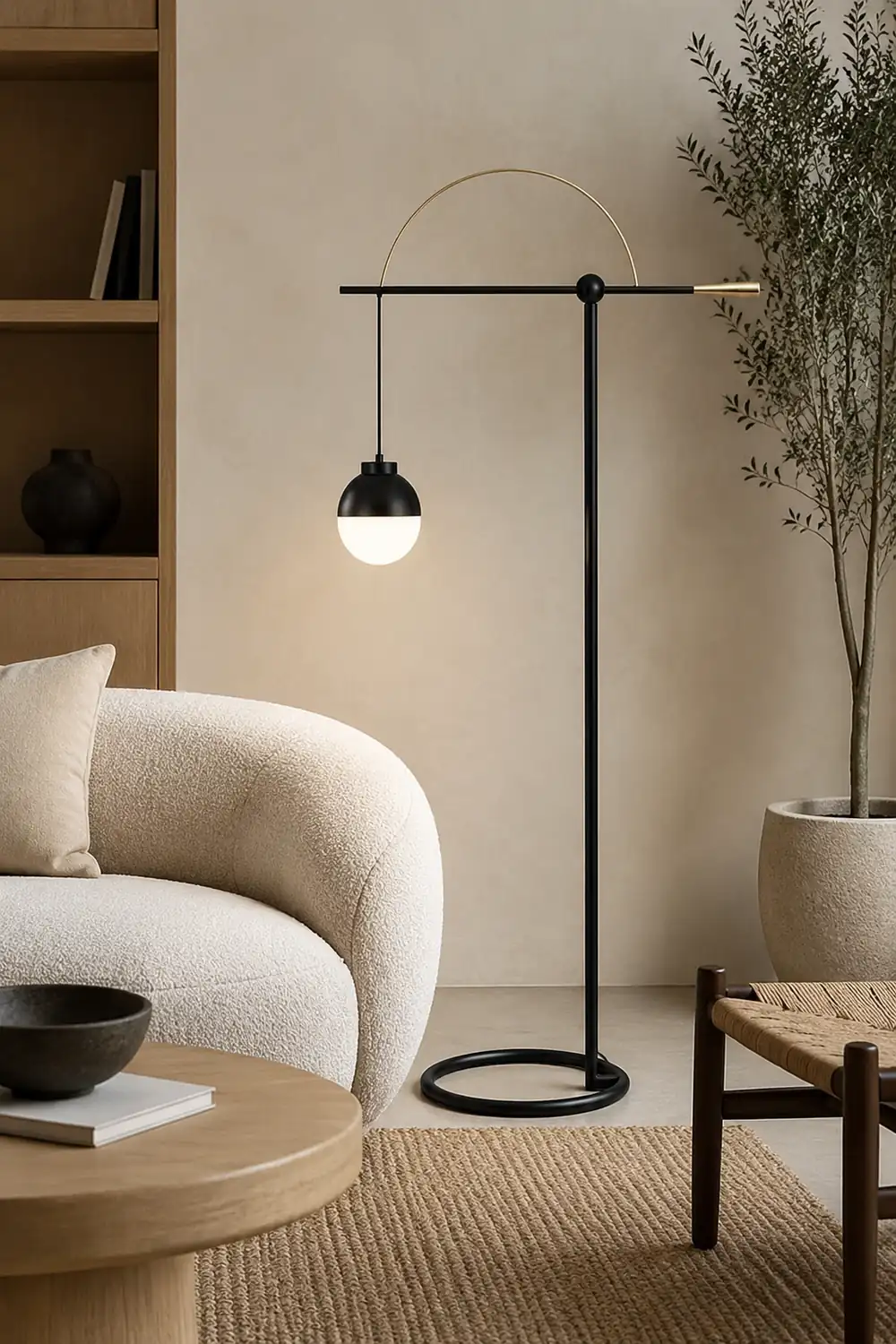 Valentina Modern Nordic Curved Bubble Metal/Glass Floor lamp, Black - Lumpaz