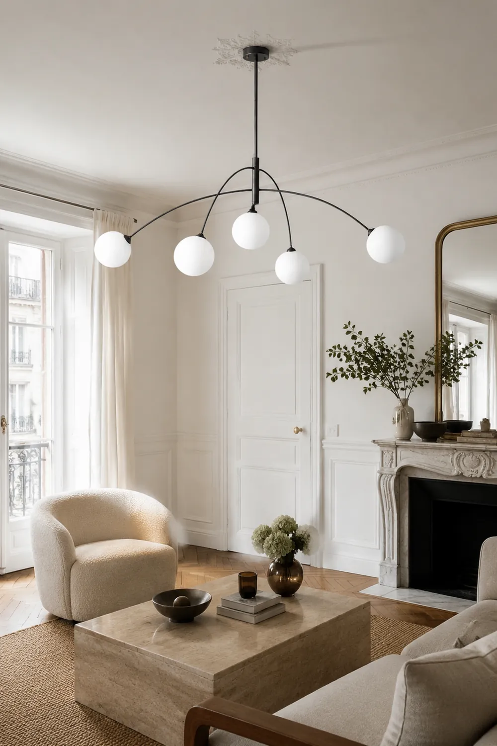 Valentina Pendant Light Globe Modern, Metal/Glass, Black/Gold, Bedroom - Lumpaz