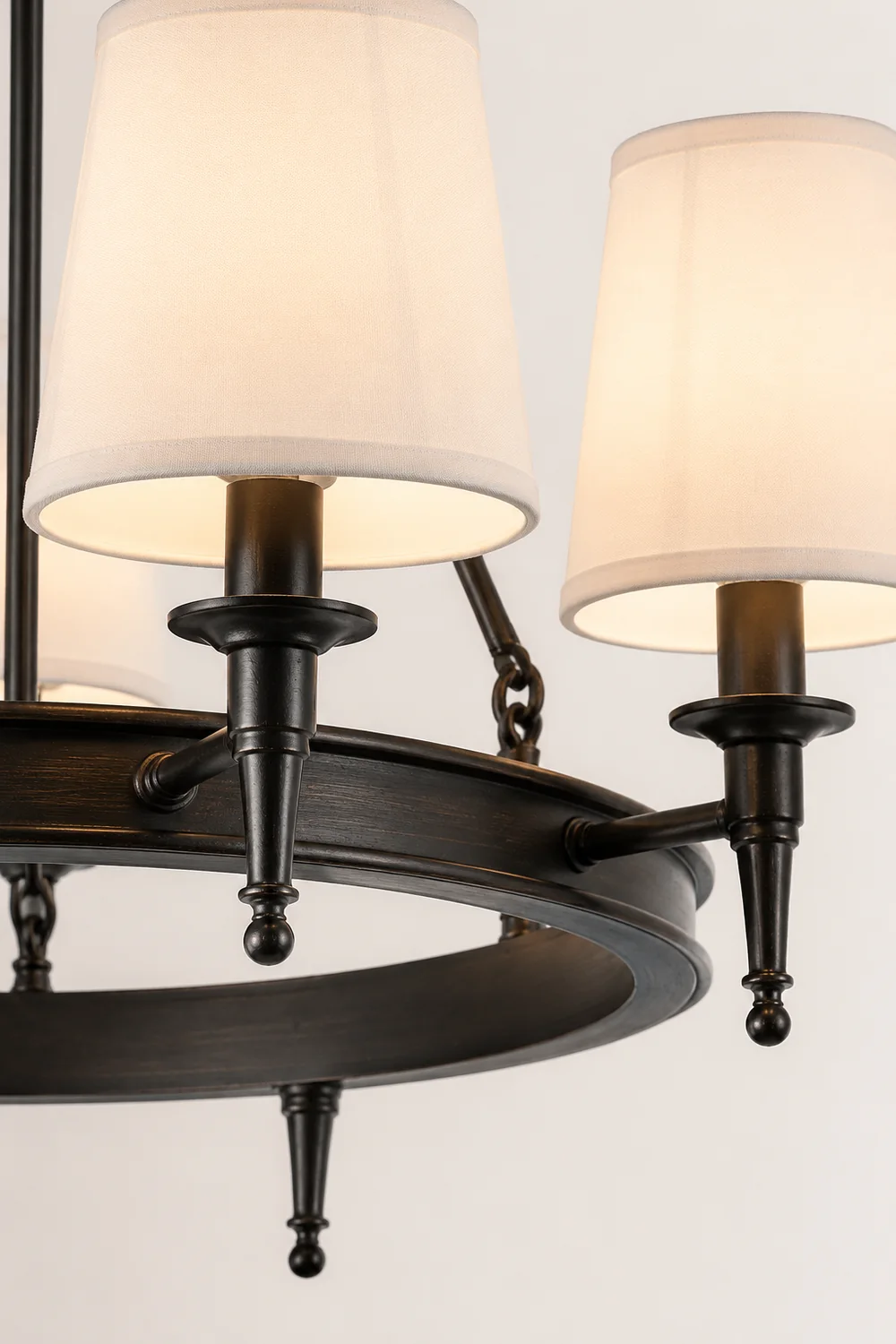 Alessio Vintage Ring Metal/Fabric Chandelier, Black/Copper - Lumpaz