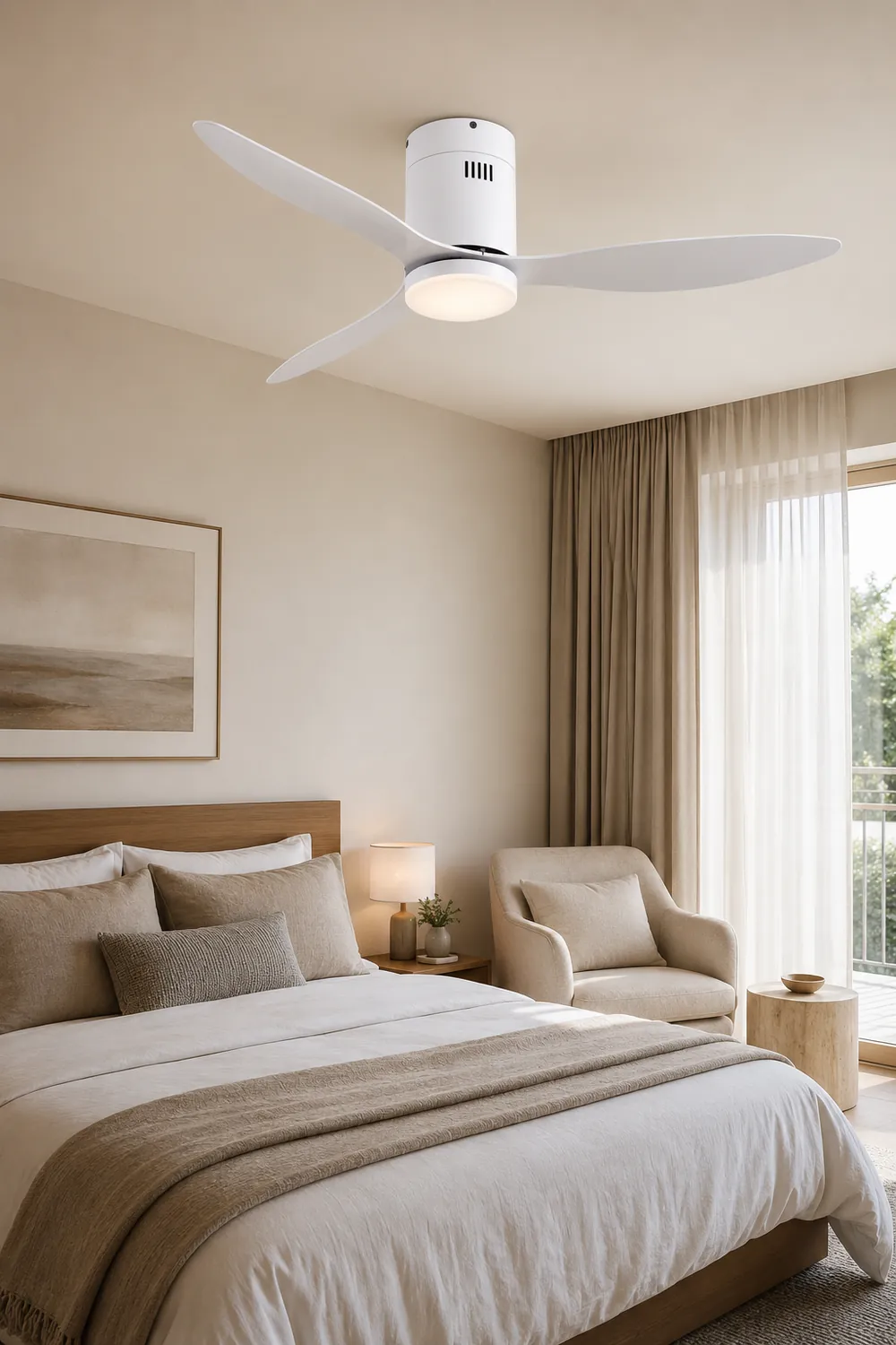 Walters 3-Blade White Ceiling Fan With Light, 2 Color, DIA 45.3'' - Lumpaz