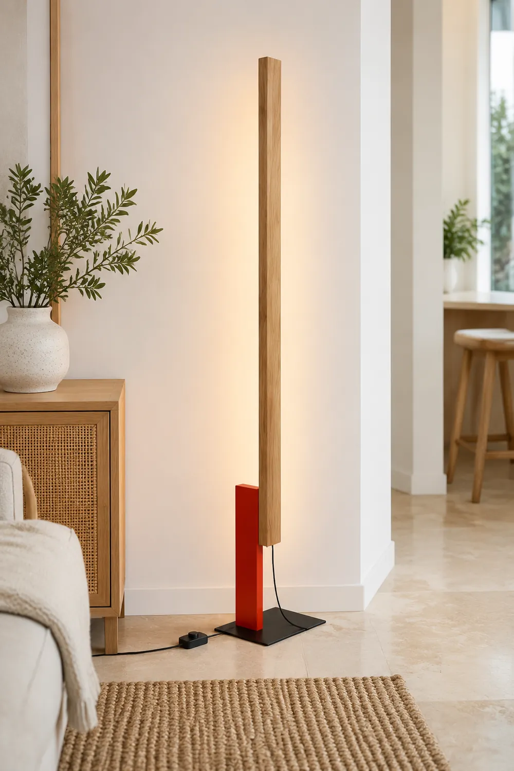 Edge Minimalist Linear Wood/Metal Floor Lamp , 4 Color - Lumpaz