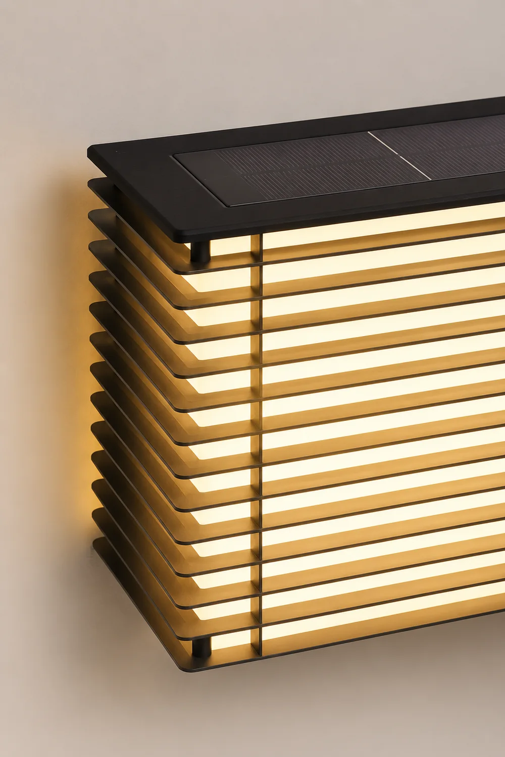 Waterproof Square Grids Stainless Steel Black Modern Solar Wall Lights - Lumpaz