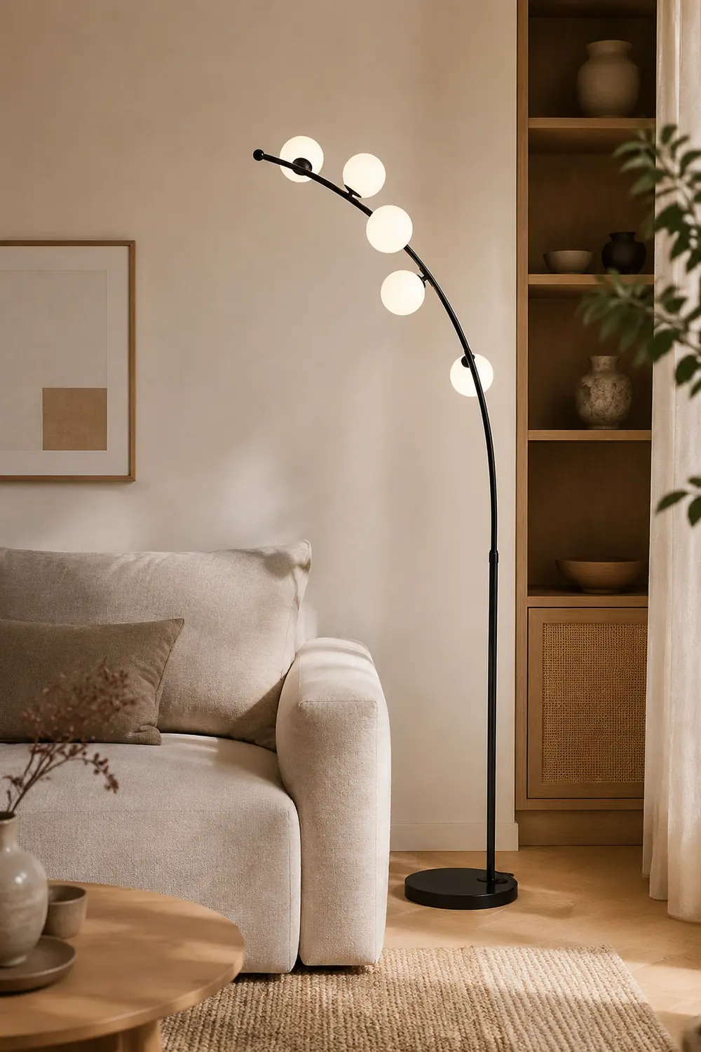 Valentina Modern Arc Multi Head Bubble Floor Lamp Black/Gold - Lumpaz