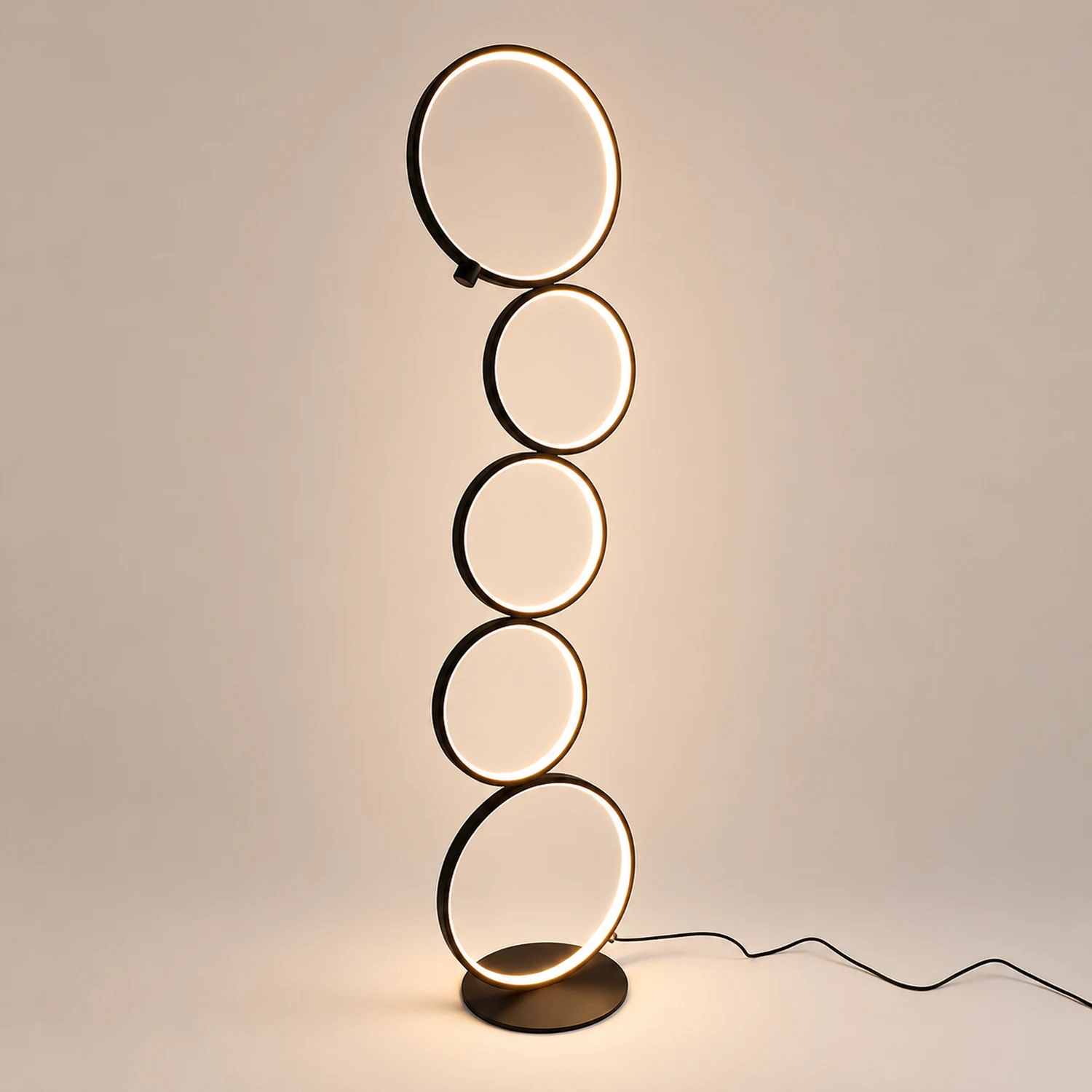 Arisha Floor Lamp Multi-ring Modern, Metal/Silicon, White/Black, Bedside - Lumpaz