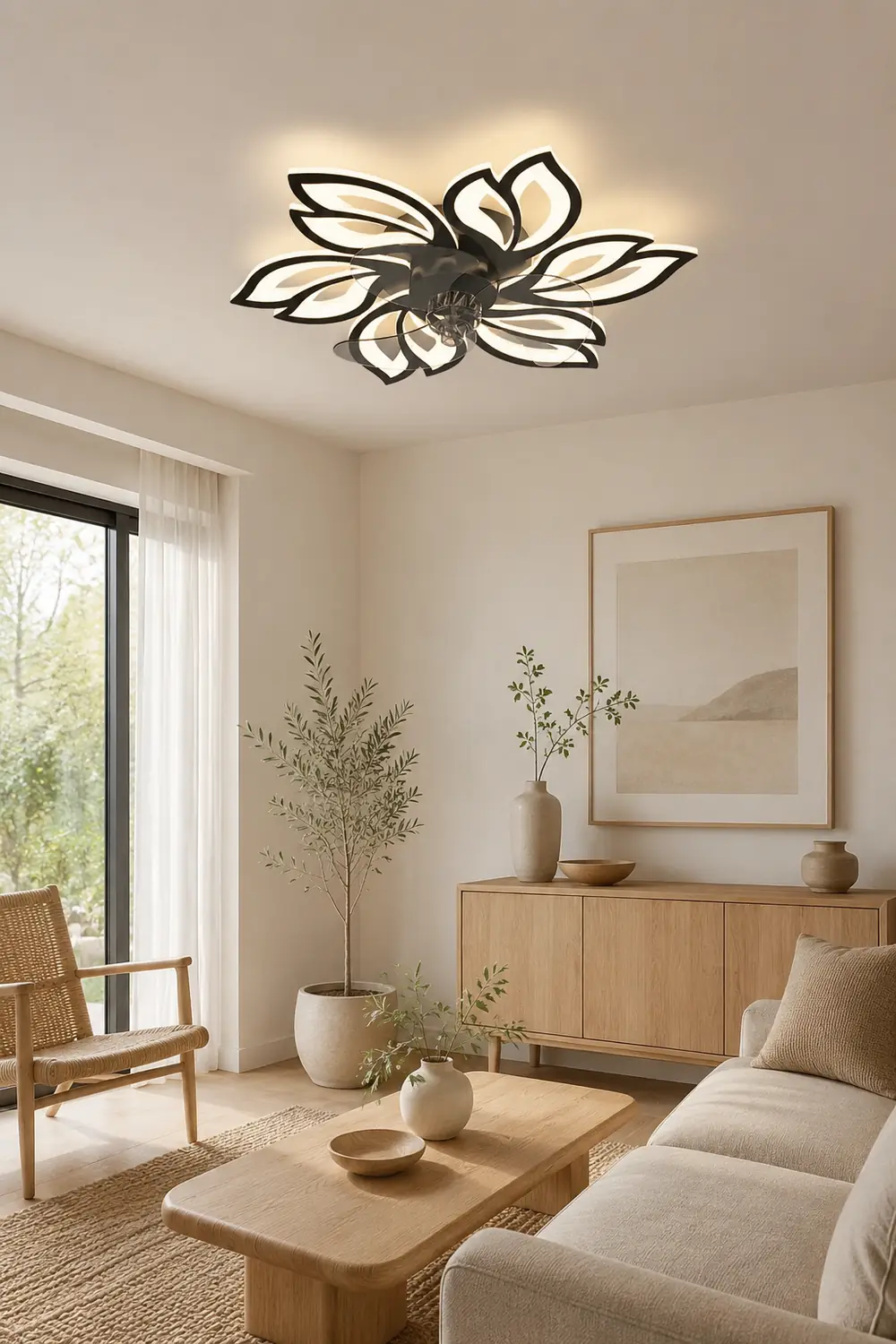 Hana Ceiling Fan with Light, 3 Color, L 26"/27"/31" - Lumpaz