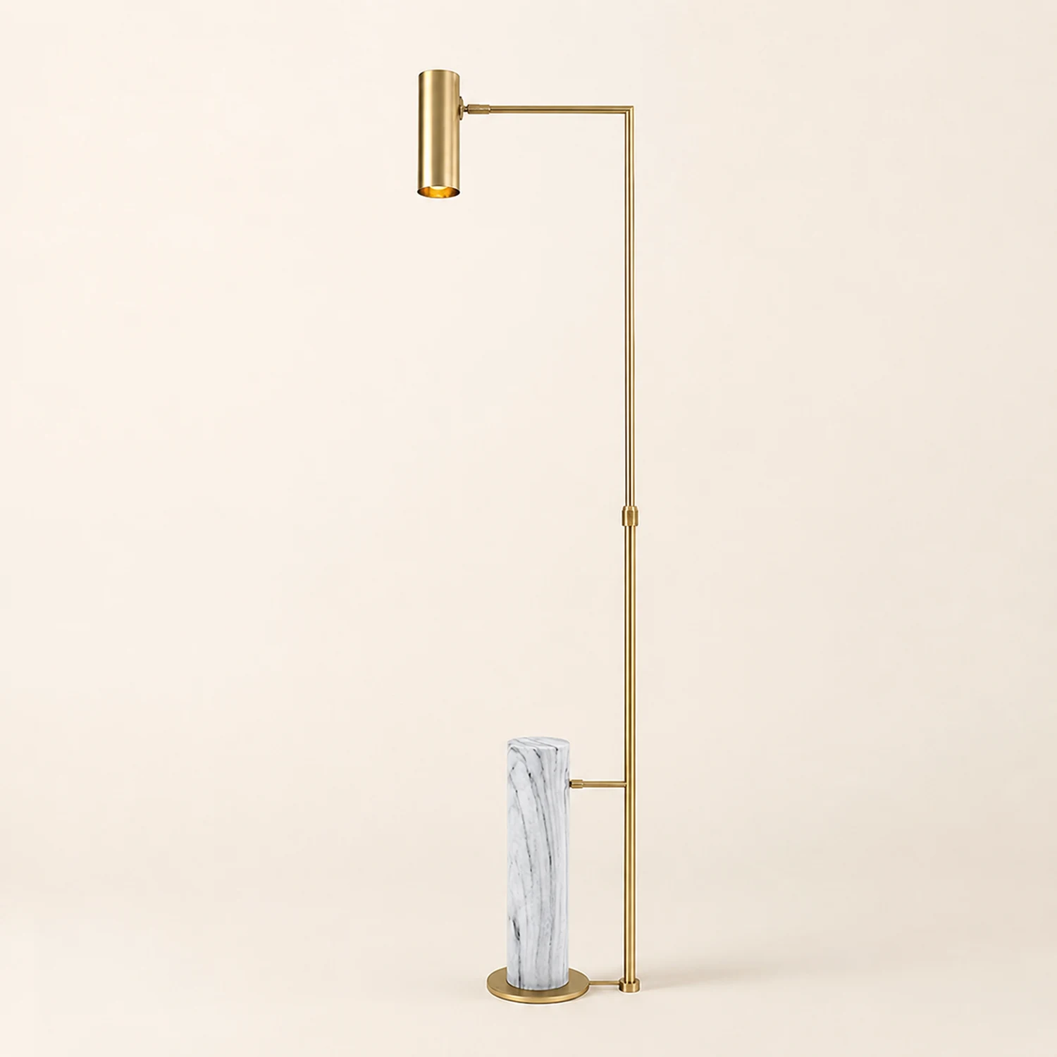 Salgado Minimalistic Gold Floor Lamp, Metal & Marble, Living room - Lumpaz