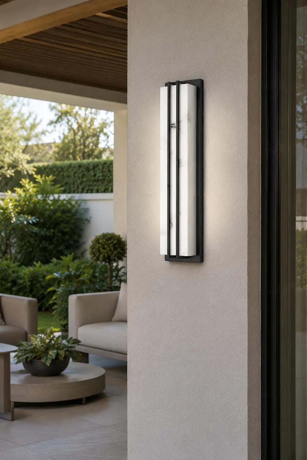 Minimalist Resin Waterproof LED Black Modern Outdoor Wall Light Fixture - Lumpaz